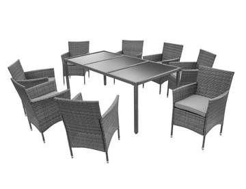 САДОВАЯ МЕБЕЛЬ ГАВАЙСКИЙ СТОЛ + СТЕКЛЯННАЯ СТОЛЕШНЯ НА 8 ЧЕЛОВЕК