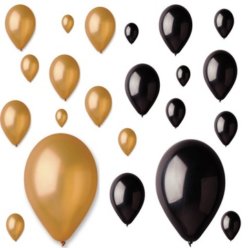 balony urodzinowe złote i czarne GEMAR x200 sztuk