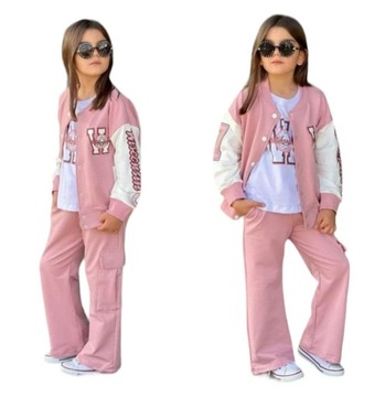 komplet dresdla dziewczynki bluza bejsbolówka dzwony Hit 110 /116 3 części