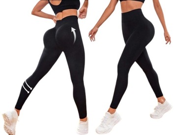 Legginsy sportowe PUSH UP SIŁOWNIA fitness wysoki stan marszczenia 908 S/M