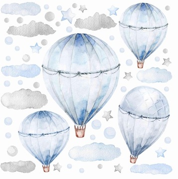 Naklejki na ścianę PASTELOWE NIEBIESKIE BALONY