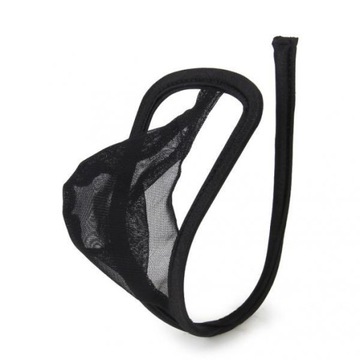 Black Mens C string Mesh Stretch Pouch