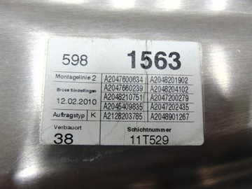 MECHANIZMUS OKNO PRAVÝ PŘEDNÍ MERCEDES C W204 SEDAN