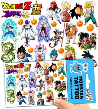 TATUAŻE ZMYWALNE TYMCZASOWE DLA DZIECI DRAGON BALL WZORY ORYGINALNE