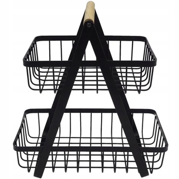 КОРЗИНА ДЛЯ ФРУКТОВ И ОВОЩЕЙ ДВУХЯРУСНАЯ МЕТАЛЛИЧЕСКАЯ КОРЗИНА ЧЕРНАЯ ТАРЕЛКА LOFT