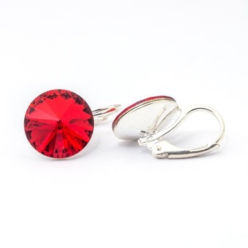 Srebrne 925 kolczyki z kr. Swarovski Rivoli 12 LS