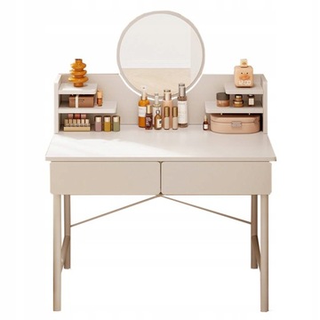 ELEGANCKA BIAŁA TOALETKA SYPIALNIANA Z LUSTREM I SZUFLADAMI NOWOCZESNY STYL