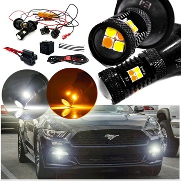 Żarówki LED Kierunkowskazy + do jazdy Dziennej 2w1 DRL Wy21W W21W 7440 USA
