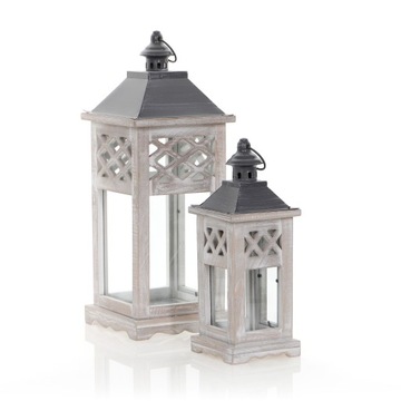 Фонарь Деревянный садовый фонарь, белый, комплект 2-в-1 для дома и дачи