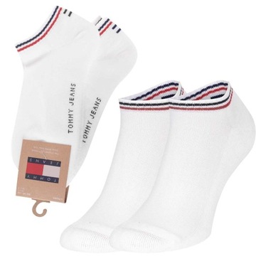TOMMY HILFIGER SKARPETY SKARPETKI STOPKI 2P BIAŁE r.39-42