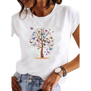 KOSZULKA BAWEŁNIANA T-SHIRT DAMSKI 3D DRZEWO M