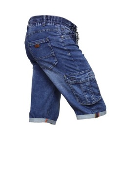 SPODENKI MĘSKIE JEANS na gumce- BOJÓWKI W46 PAS 124-126+