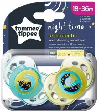 Tommee Tippee Smoczki Night time 18-36m turkus