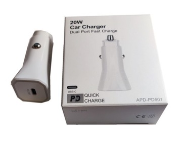 ŁADOWARKA SAMOCHODOWA KABEL USB C 20W DO IPHONE