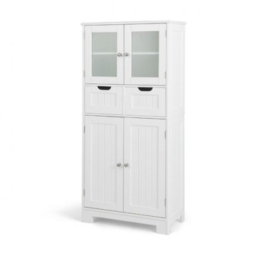 SZAFKA ŁAZIENKOWA SZKLANE DRZWI 60 x 30 x 128 CM BIAŁA