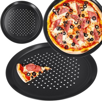 BLACHA DO PIZZY PIECZENIA FORMA PERFOROWANA 32 CM NIEPRZYWIERAJĄCA POWŁOKA