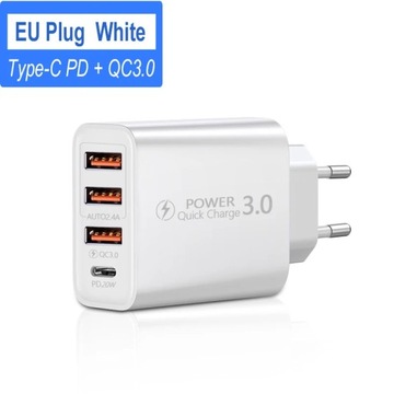 Szybka ładowarka 60 W typu C, wiele 4 portów, ładowarka USB do telefonu komórkowego QC 3.0
