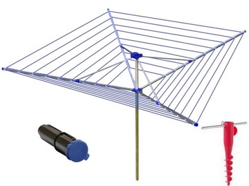 ALUMINIOWA SUSZARKA OGRODOWA 50m LINEK KOTWA ŚRUBA