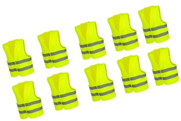 KAMIZELKA ODBLASKOWA OSTRZEGAWCZA ŻÓŁTA 10SZT. B8O45