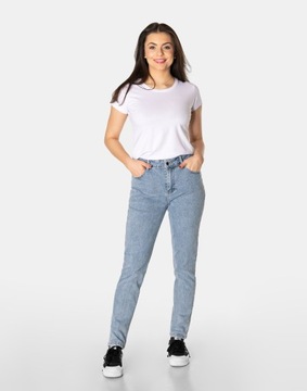 Jasne Spodnie Damskie Mom Jeans Dżinsy Zwężane Wysoki Stan Strecz 6700 W44