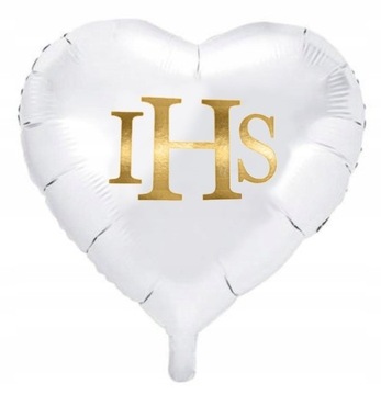 BALON BIAŁE SERCE IHS KOMUNIA MEGA BALONY PIERWSZA KOMUNIA ŚWIĘRTA
