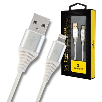 KABEL PRZEWÓD USB - LIGHTNING SZYBKIEGO ŁADOWANIA DO IPHONE 1M W OPLOCIE