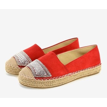 Czerwone Skóra ekologiczna Buty Espadryle r.37