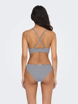Strój kąpielowy bikini komplet w paski damski ONLY biało granatowy XS