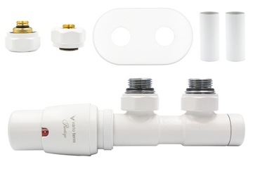 Zawór term Twins 50mm biały mat+złączkPEX+rozetyLE