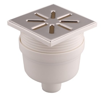 Kratka ściekowa 15x15cm METAL Odpływ DOLNY fi 50 mm REGULOWANA AQUER