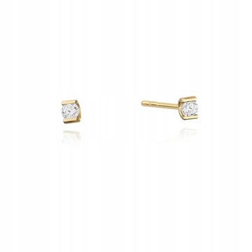 Złote kolczyki z brylantami 0,08 ct sztyfty wkręty