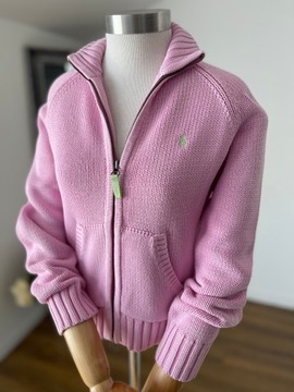 Ralph Lauren różowy bawełniany sweter XS rozpinany w stylu bluzy