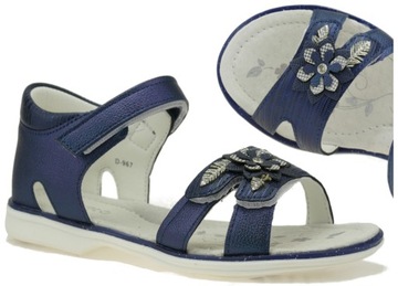 SANDAŁY DZIEWCZĘCE BUTY DZIECIĘCE SANDAŁKI NA RZEPY WKŁ. SKÓRA R. 31