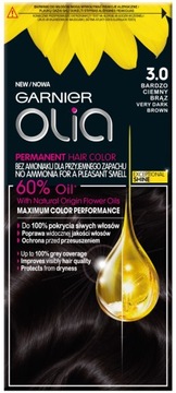 Garnier Olia farba do włosów bez amoniaku 3.0 Bardzo Ciemny Brąz