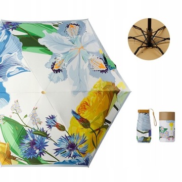 Kompaktowy parasol kieszonkowy w kwiaty, anty-UV Paraso Mini