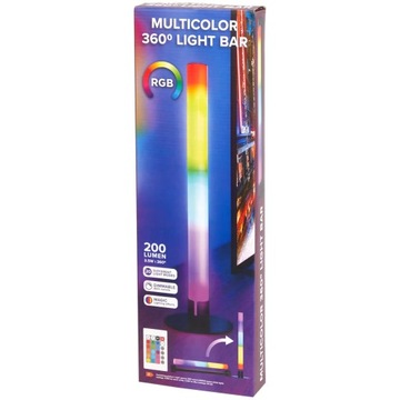 Light Bar LED RGB Lampa Słupek 360st 41cm pion i poziom 20 efektów + Pilot