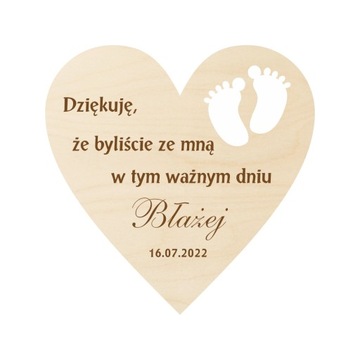 Podziękowanie drewniane, magnes, Chrzest Święty
