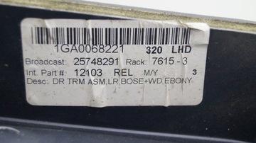 CADILLAC CTS 02-07 ОБИВКА ДВЕРИ ЗАДНЕЙ СЛЕВА