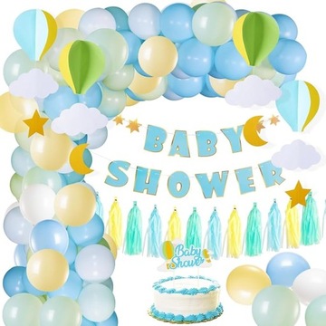 Dekoracje Balony Zestaw Baby Shower Boy Chłopiec Dziecko Narodziny girlanda