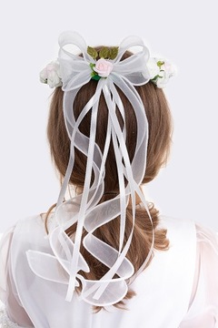 Wianek komunijny z pastelowymi różyczkami