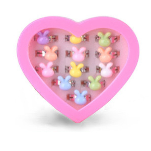 PIERŚCIONKI DLA DZIEWCZYNEK ZAJĄCZEK ZESTAW 12SZT