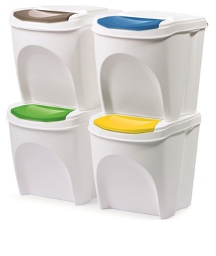 Набор из 4х БИН-КОНТЕЙНЕРОВ для сортировки мусора, 4х20л