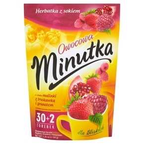 Ekspresowa Owocowa Herbatka z Sokiem Malina Truskawka Granat 32 T. Minutka