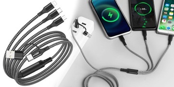 УНИВЕРСАЛЬНЫЙ ПРОЧНЫЙ USB ВЕБ-КАБЕЛЬ 6В1 USB-C MICRO LIGHTNING 3А 1,2М