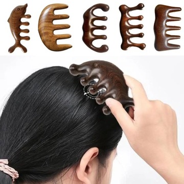 Массажная расческа для кровообращения, расческа из зеленого дерева, сандалового дерева, меридиан кожи головы