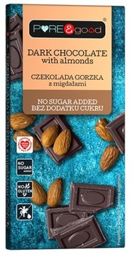 CZEKOLADA GORZKA Z MIGDAŁAMI BEZ DODATKU CUKRU