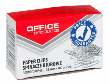 Spinacze okrągłe 33mm 100szt srebrne biurowe 10op