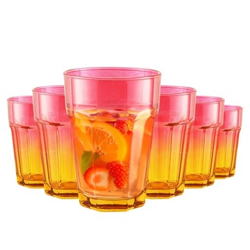 SZKLANKI Do Drinków Napojów KOMPLET 6x425 ml OMBRE Pomarańczowe Różowe