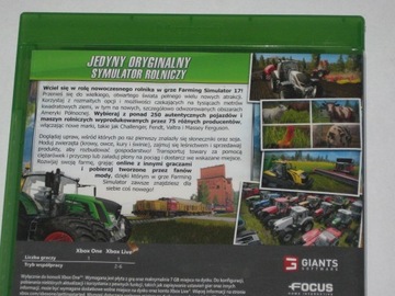 ФЕРМЕРСКИЙ СИМУЛЯТОР 17 ДЛЯ XBOX ONE КАК НОВЫЙ! НА ПОЛЬСКОМ!