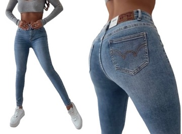 Jeansy spodnie damskie M Sara modelujące niebieskie S/M 28 rozmiary -5